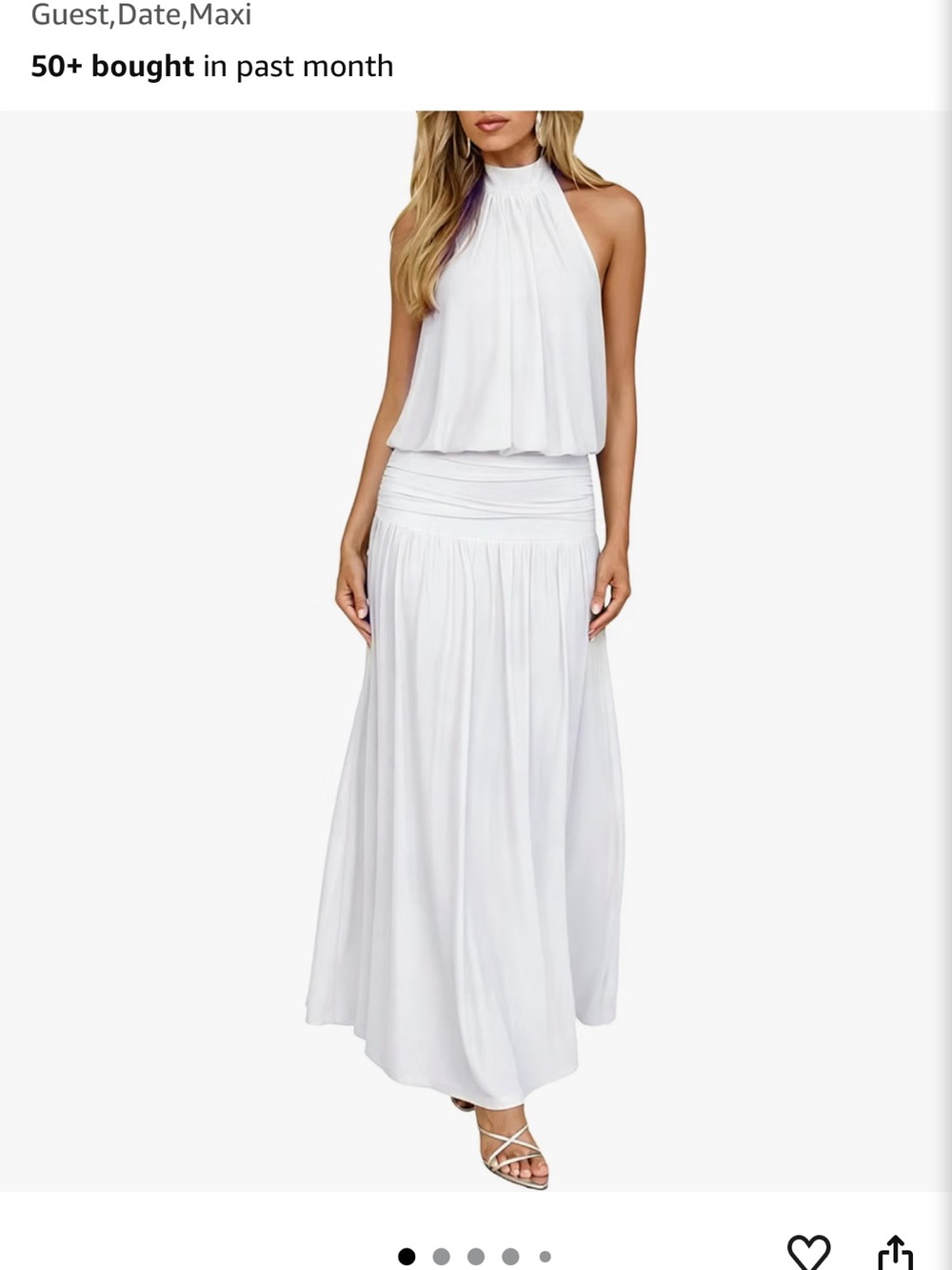 Amazon White Halter Maxi Dress